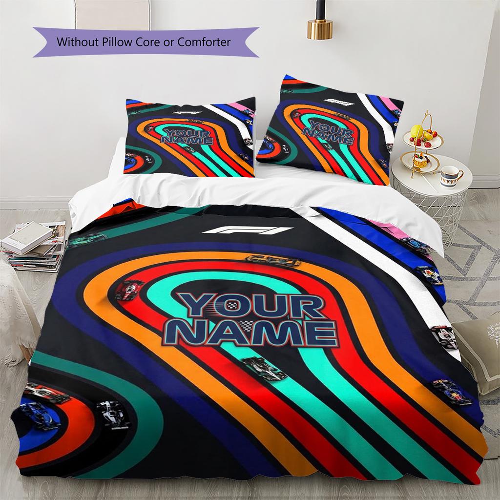 F1 Getriebe Individuelles Namensmuster Bettwäsche Steppdecke Set Bettbezug Kissenbezug Zuhause Geburtstagsgeschenk(1 Bettbezug + 2 Kissenbezüge, ohne Füllung)