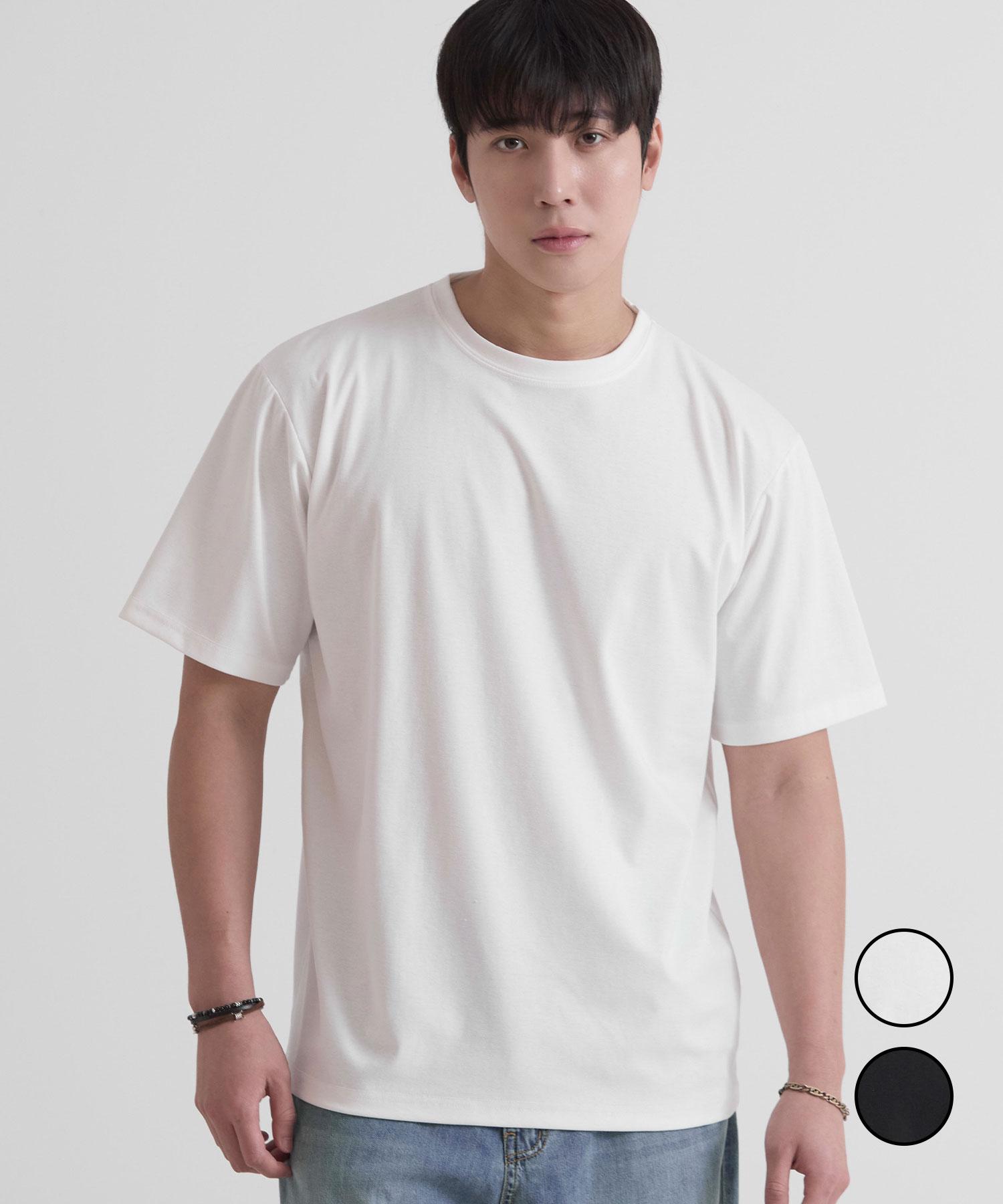 Minimal Code Relaxed Cool Cotton D-Ring Round T-Shirt (2 Colors) White/M