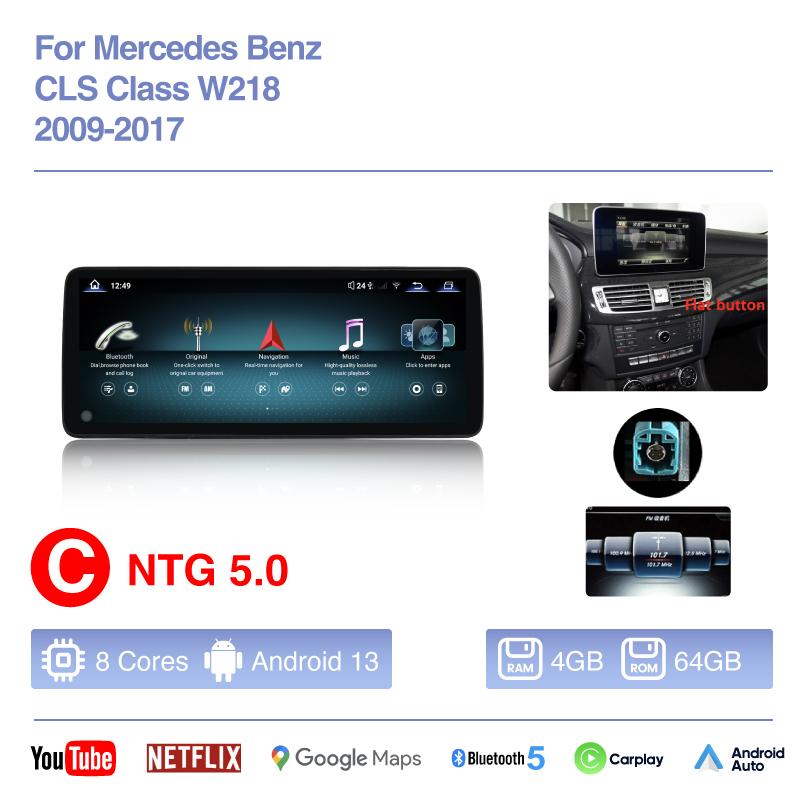 

12,8-дюймовая автомагнитола для Mercedes-Benz CLS-класса W218 2009-2017, мультимедийный проигрыватель, GPS-навигация, Android13 Auto, Carplay, 4G, камера 360