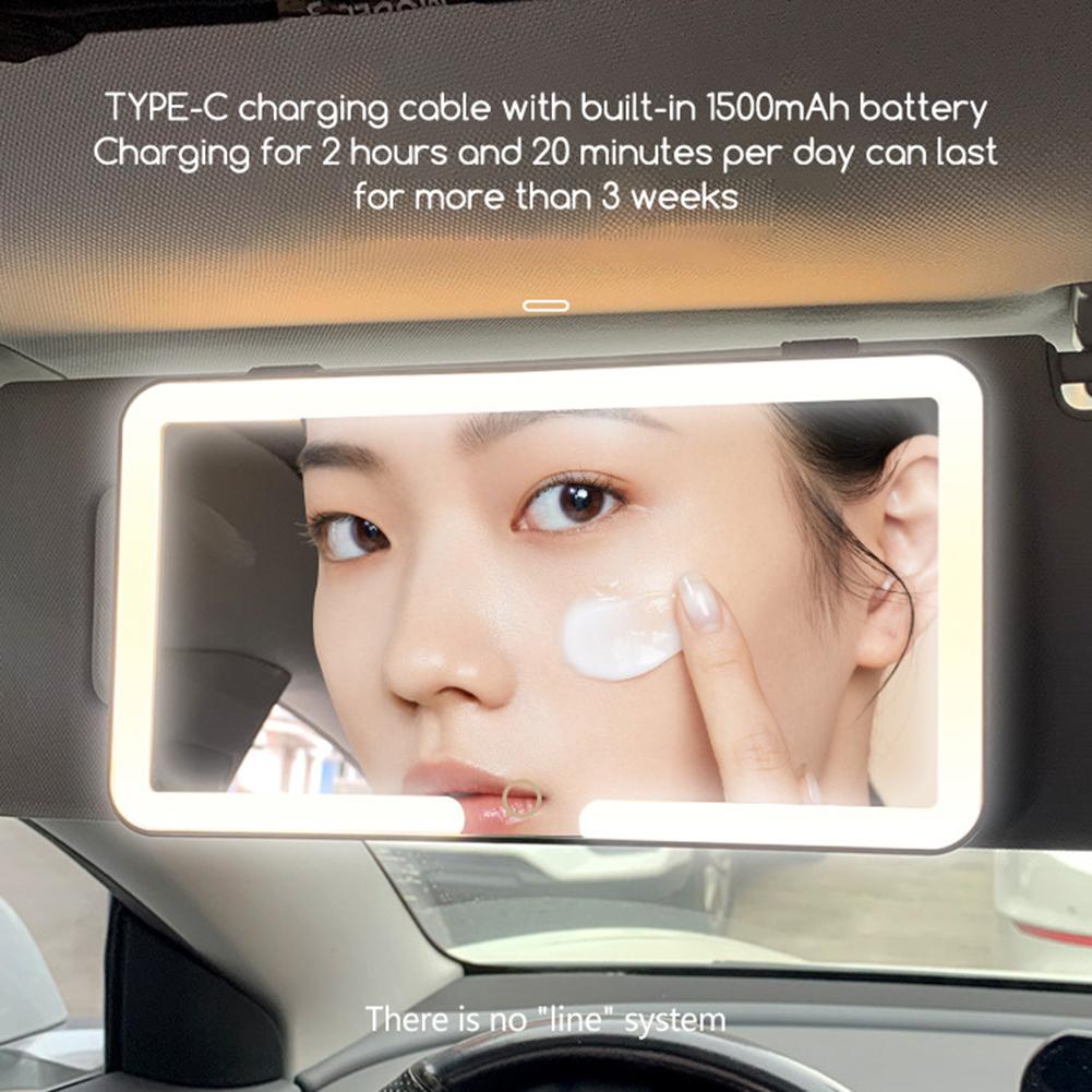 Car Interior Mirrors Sun Visor Plate LED HD Makeup Mirror for Girls Women Rechargeable Fill Light Universal Thin Vanity Mirror