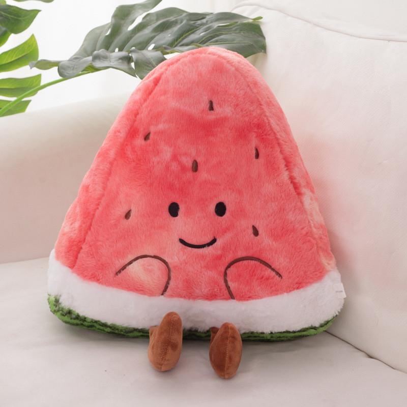 Shape Plush Watermelon Doll With Embroidery Design For Playroom Decor And Gift