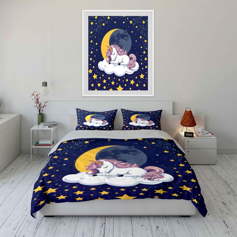 Unicorn Bedding Set For Kids Multiple Sizes Kid'S And Adults' Bedroom Exquisite 3Pc Bedding Set, Gift