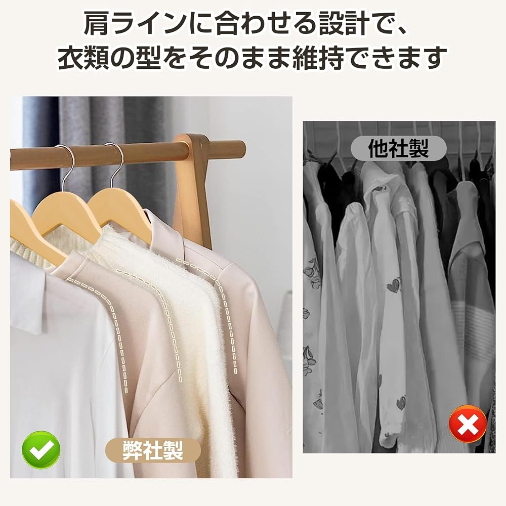 MIGABER Premium Wooden Hangers, Set of 20, Suit Hangers, Prevents Clothes from Losing Shape, Leaves