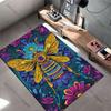 Vibrant bee surrounded by flowers carpet Yoga living room room decor children's crawling mat doormat area rug games mat