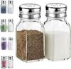 Salt and Pepper Shakers Set,DWTS DANWEITESI Salt Shaker with Stainless Lid-Glass Spice Jars Kitchen Gadgets,Clear To Know When To Fill,Farmhouse Salt