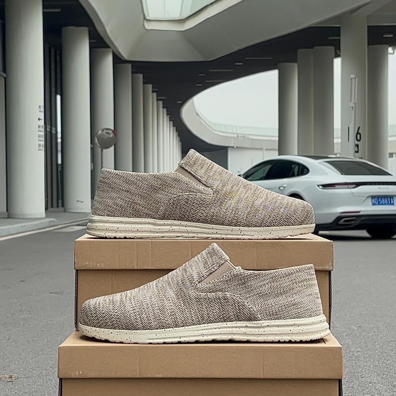 

Новые туфли-лоферы большого размера 48, повседневная обувь, мужская парусиновая обувь, импортная торговая обувь, ленивые мужские туфли с одной педалью 39 бежевый