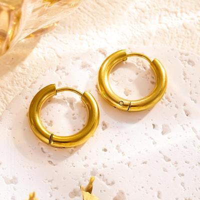 High-End Smooth Hoop Earrings: Light Luxury, Simple, Versatile, Non-Fading, Cold Style for Couples