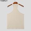 INCERUN Men Halter Neck Sexy Cross Vest Slim Fit Stretch Camisole Tank Tops