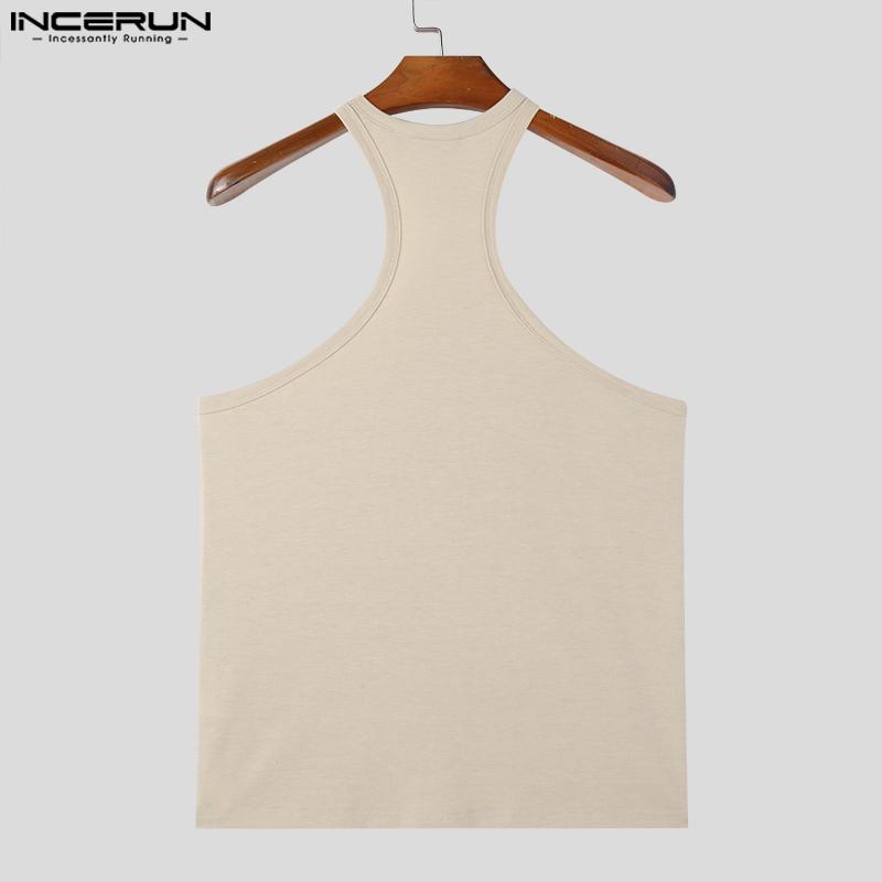 INCERUN Men Halter Neck Sexy Cross Vest Slim Fit Stretch Camisole Tank Tops