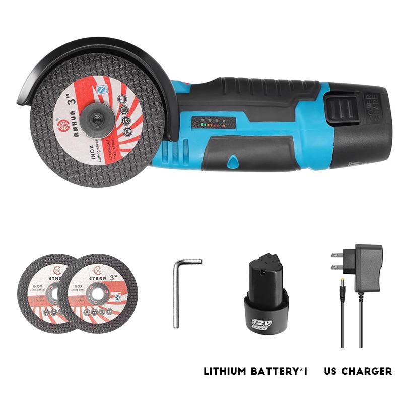 Polizor unghiular de 12V cu litiu electric fără fir, reîncărcabil, de mână, șlefuit, șlefuit, mini mașină de tăiat, scule electrice