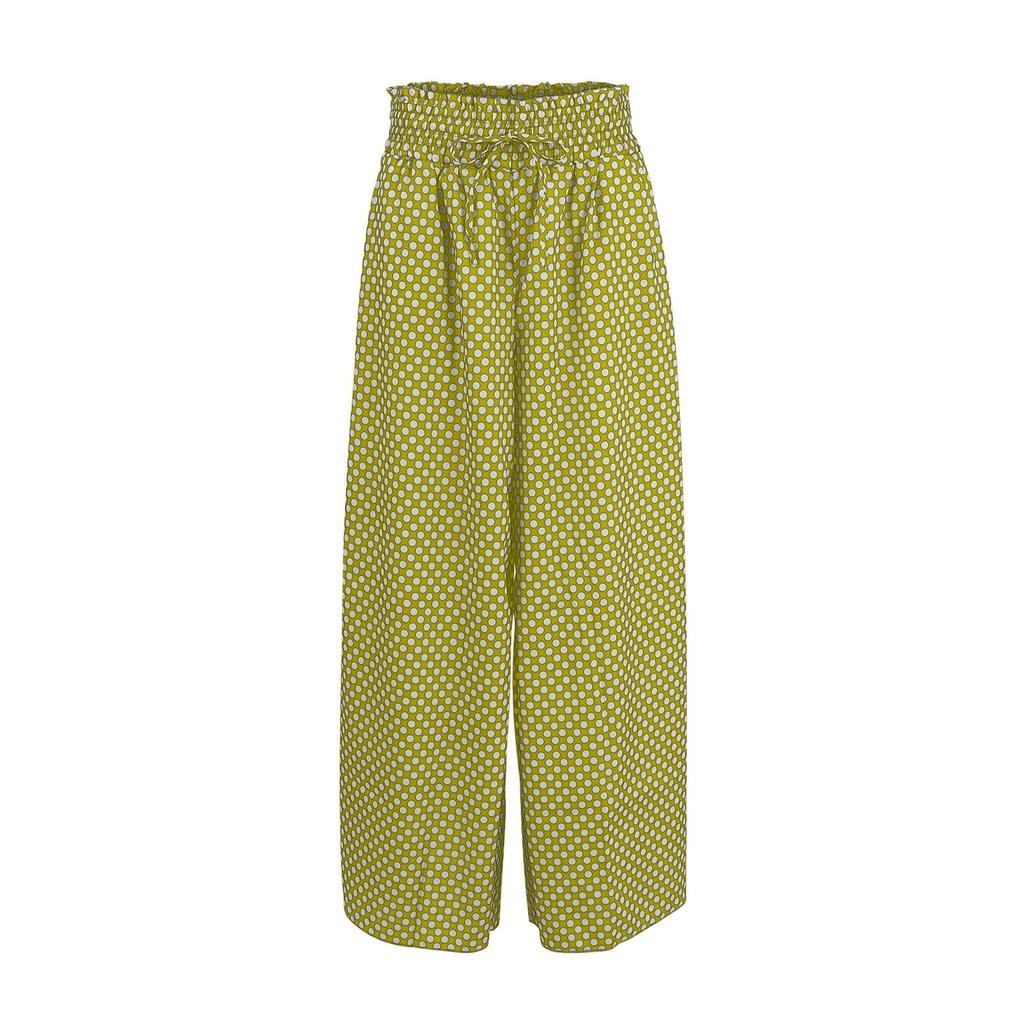 Damen Modische Kordelzug High Waist Gepunktet Bedruckte Lange Csual Hose