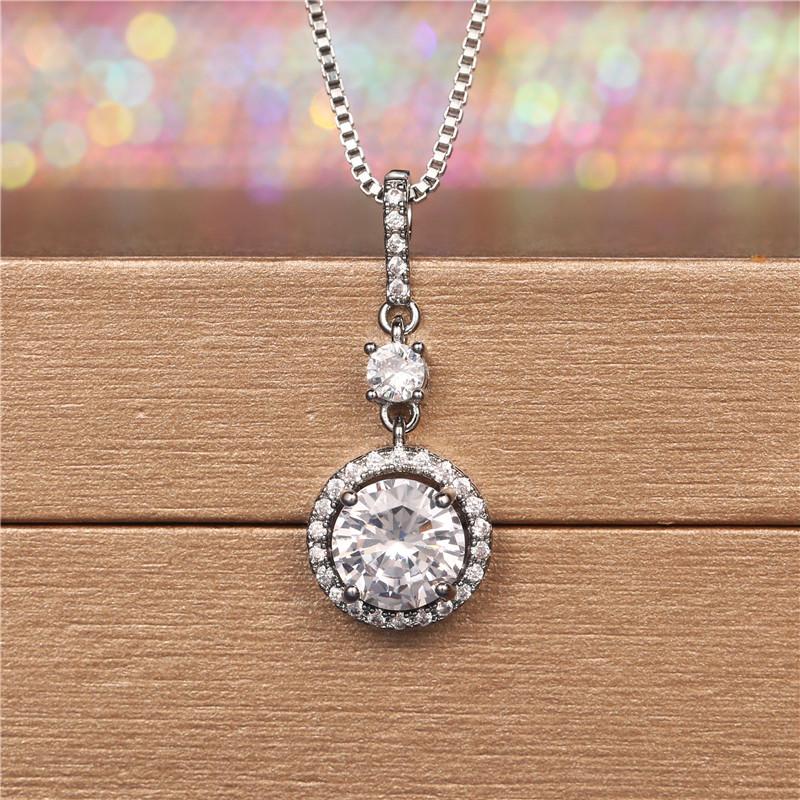 New Brilliant Crystal Cubic Zircon Bridal Wedding Necklace High Quality Silver Plated Fashion Luxury Women Jewelry