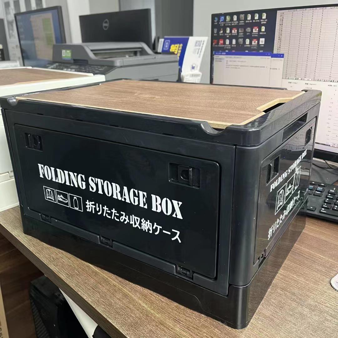 

Складна вулична коробка для зберігання для кемпінгу з дерев яною кришкою 30L (44.5x31.5x25cm)