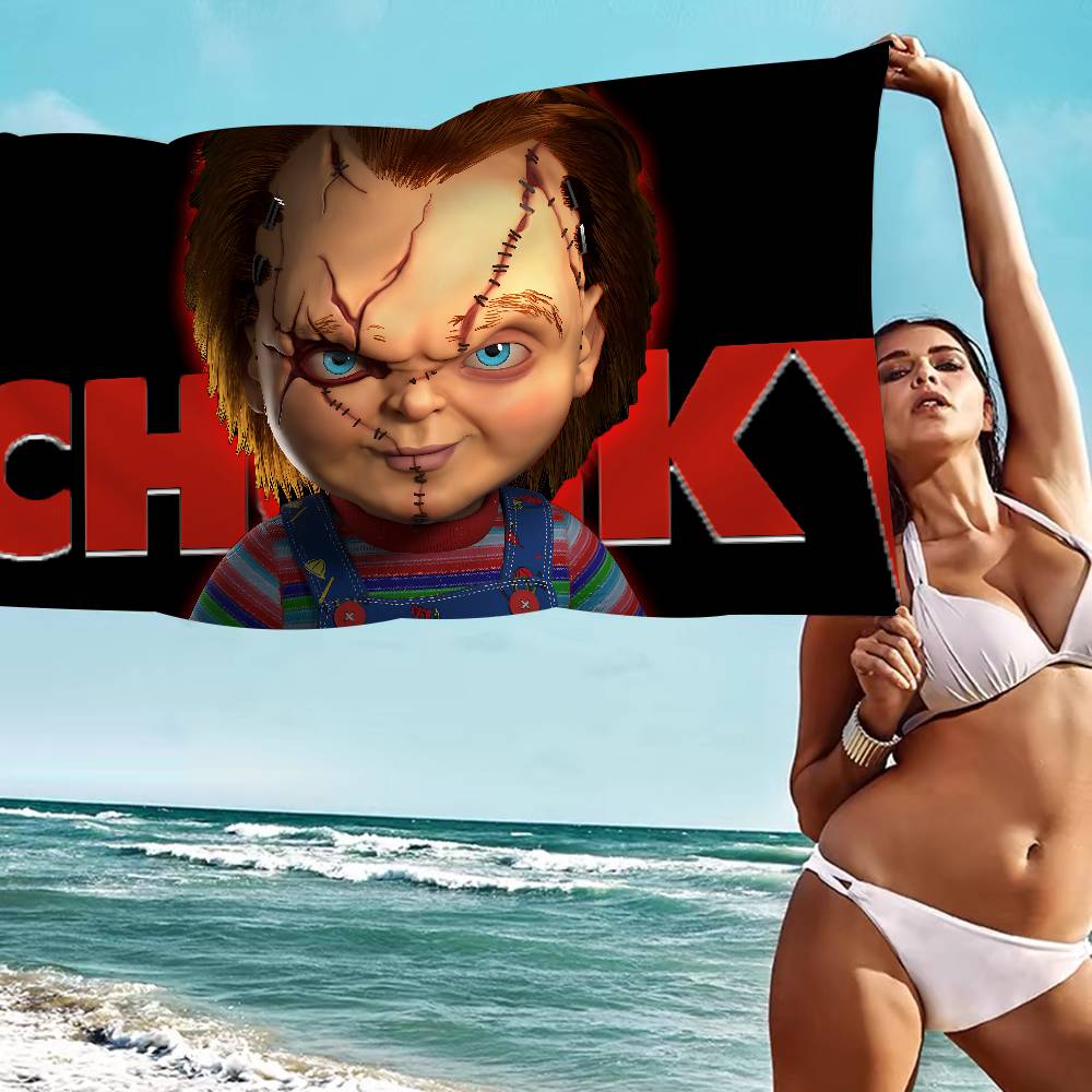 Klassischer Chucky Horrorfilm Anime Strand Schwimmtuch Weiches Saugfähiges Waschlappen Kindergeschenke Für Kinder Reise Camping Fitnessstudio
