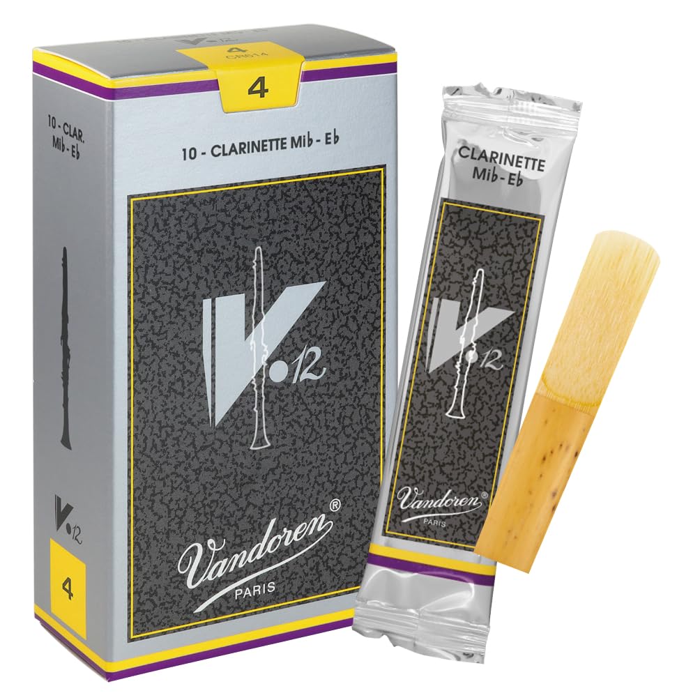 Vandoren Eb Clarinet Reeds V.12 Strength 4 Box of 10 Premium French Cane Reeds for Professional Musicians