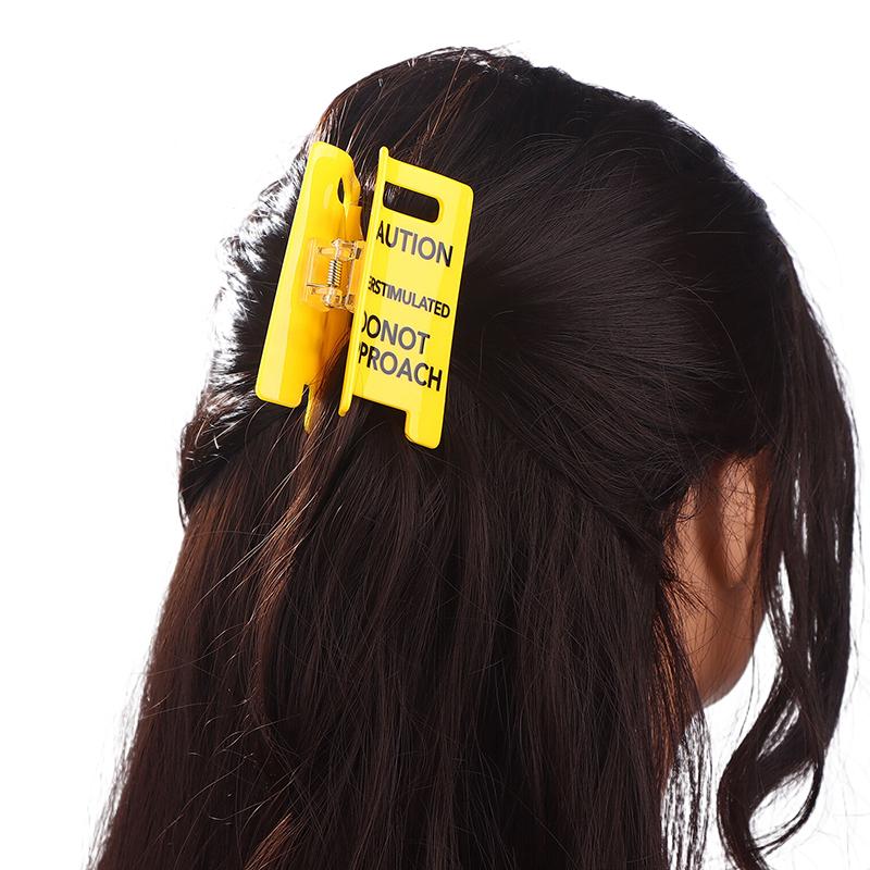 Overstimulated Caution Sign Hair Claw Clip,Yellow Caution Hair Clip,Do Not Approach Sign Hair Claws Hair Clips,Funny Gag Gift Fo