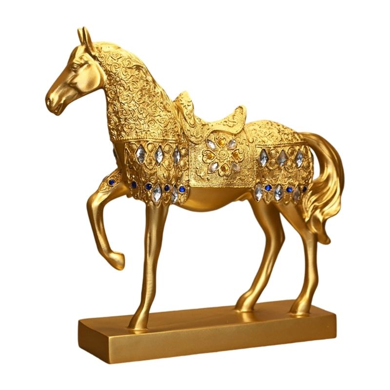 Resin Horse Statue Sculptures Decorative Animal Figurines Tabletop Ornament Symbols Wealth Career Home Decorations