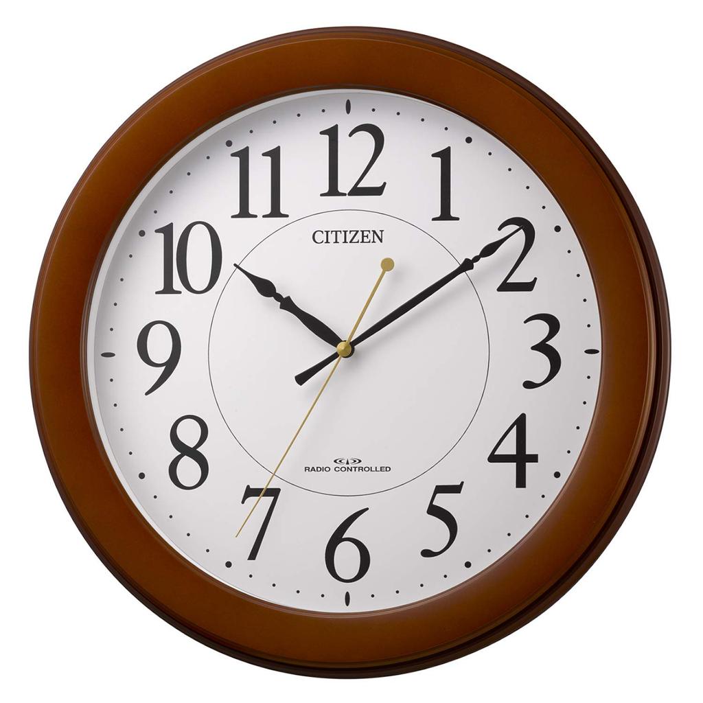 RHYTHM Citizen Wall Clock Radio Clock Analog Continuous Second Hand Wood Brown CITIZEN (semi-gloss Finish) 8MY514-006