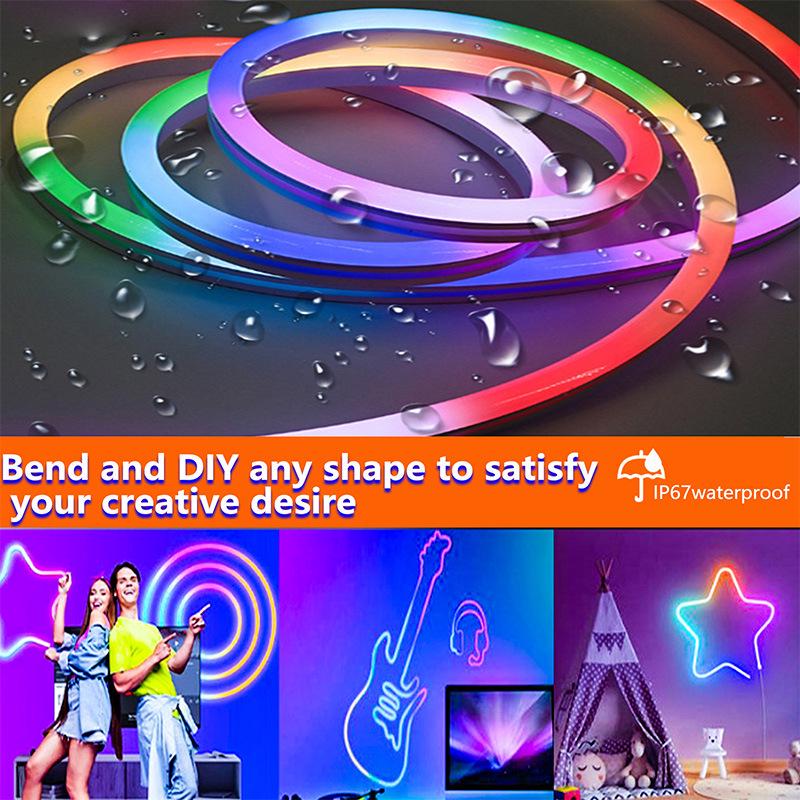 USB Dreamcolor Neon Light Strip: Running Water Silicone, Bluetooth Music Sync, DIY E-sports Lighting.