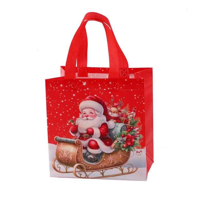 Nonwoven Candy Gift Bag Christmas Holiday Party Favor Handheld Treat Pouch Red Cartoon Design