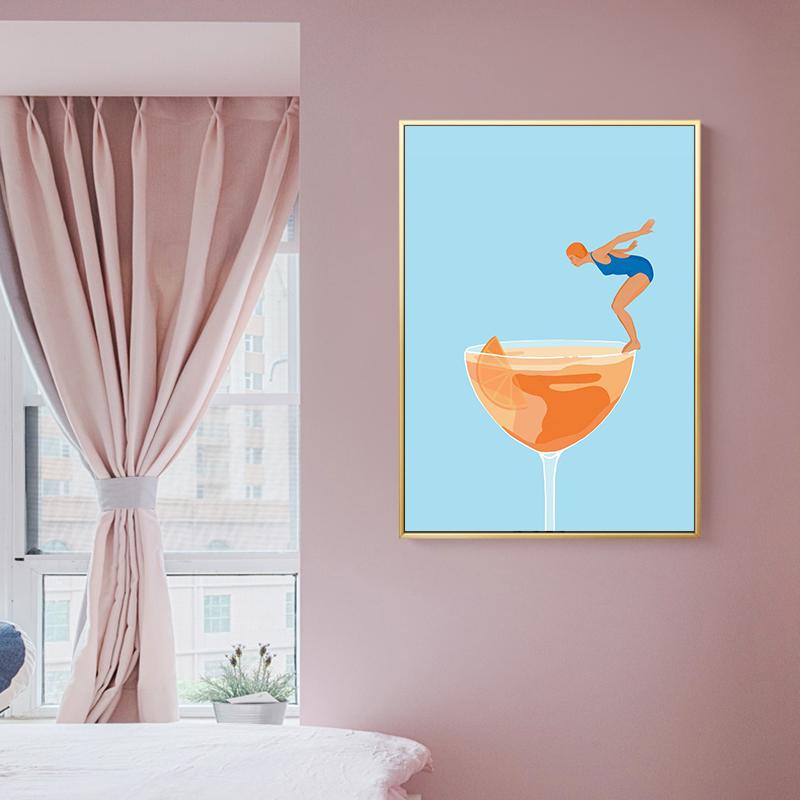 Funny Leg Lets Drink Pink Wine Cocktail Martini Posters Canvas Paintiing Nordic Wall Art Picture For Living Room Home Decor