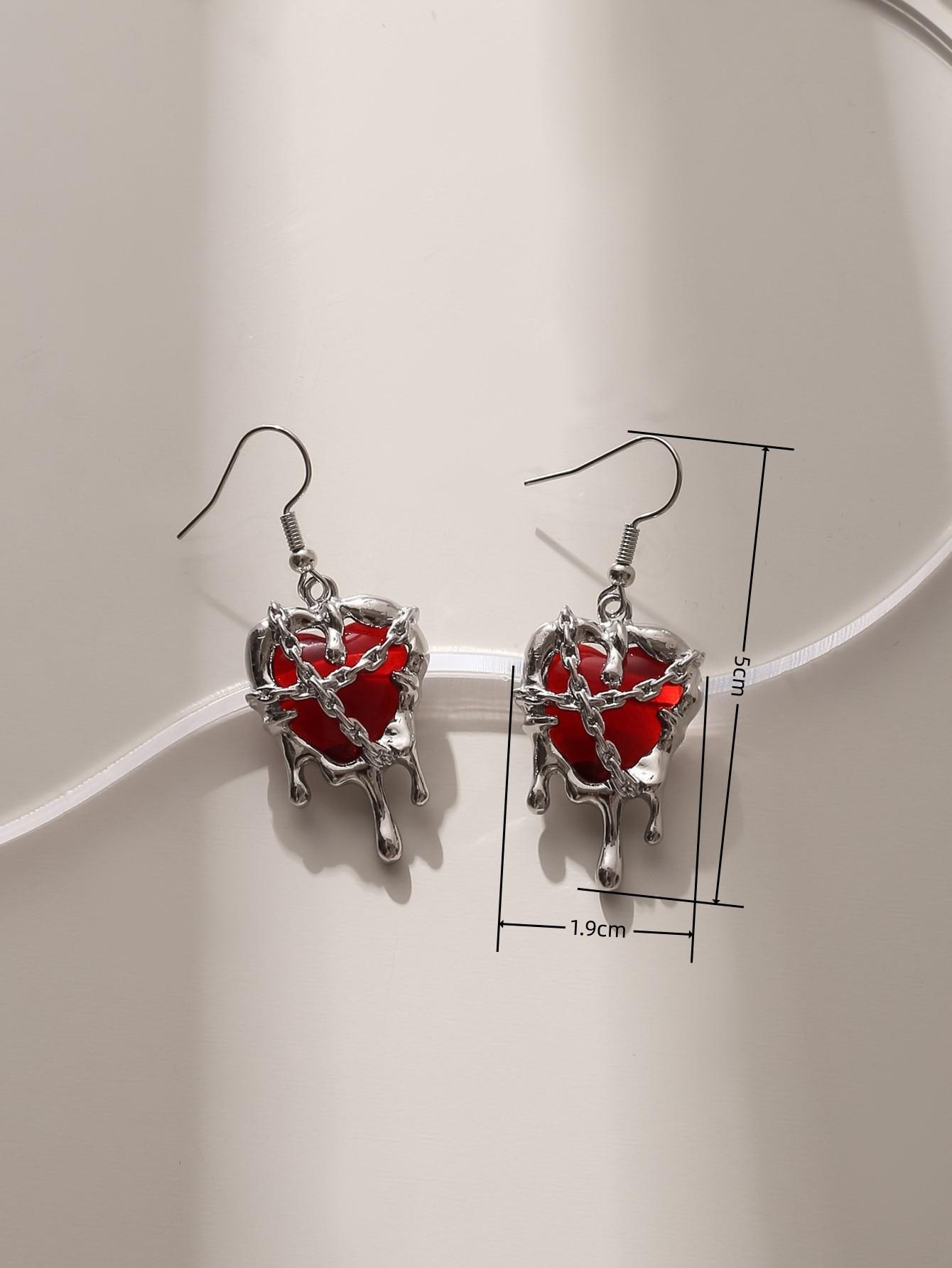 Y2K Pink Peach Zircon Heart Drop Pendant Earrings For Women Lovey Gifts Korean Fashion Zircon красный