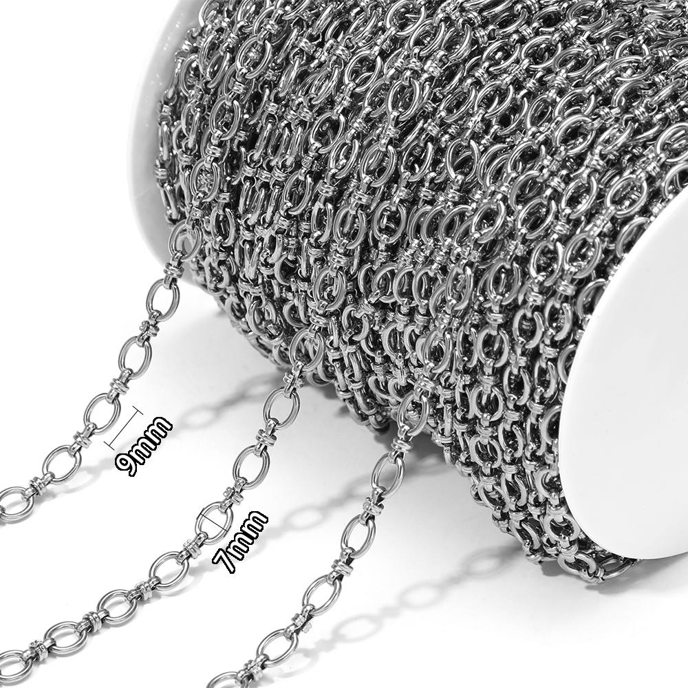 1 Meter Stainless Steel Oval Handmade Punk Chains DIY Hip Hop Men Necklaces Findings Bracelets Supplies Jewelry Earrings Making