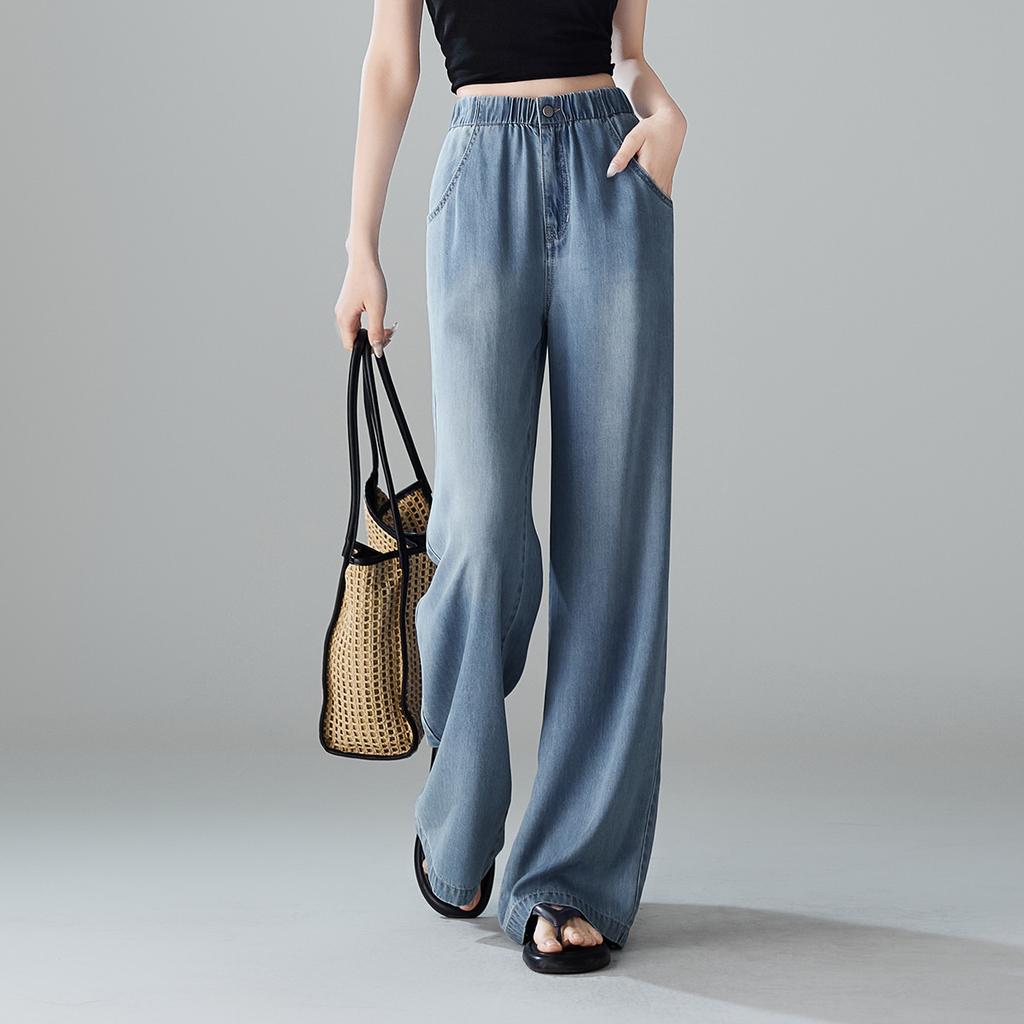 Thin Elastic Waist Wide Leg Pants for Women In Summer 2025, Fashionable, Loose and Versatile, Slimming and Floor Hugging Pants