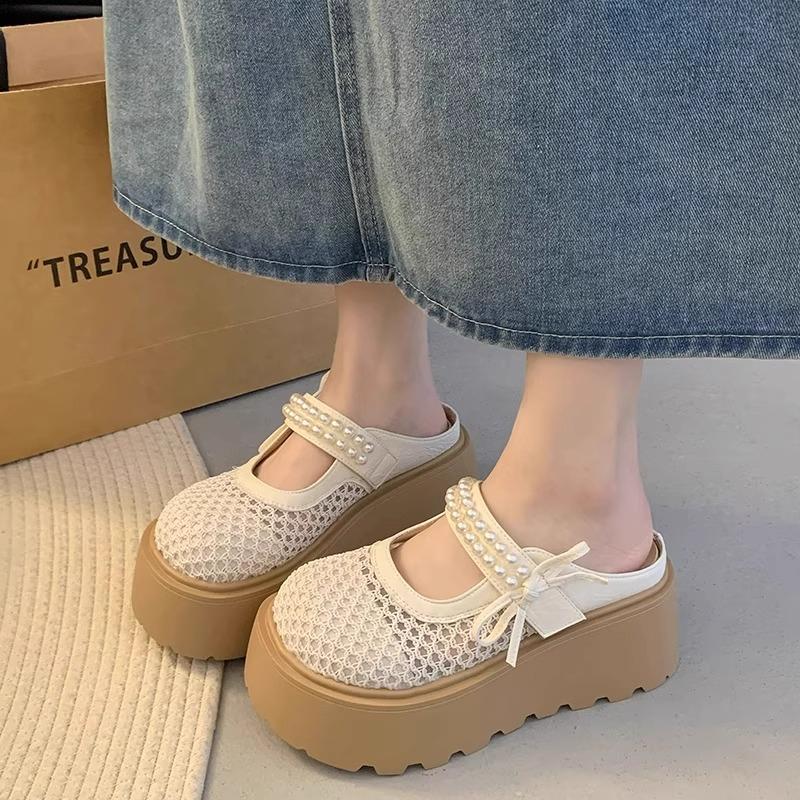 

Fashion Female Shoes Womens Slippers Outdoor Cover Toe Platform Slides 2025 Female Shoes Cover Toe Womens Slippers Outdoor Platform 35 бежевый