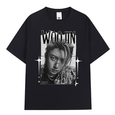 Korean Kpop Hip Hop Group Lngshot WOOJIN T-shirt Men's Women Clothing Fashion Tees Oversized Cotton Casual Y2K Short Sleeve Top