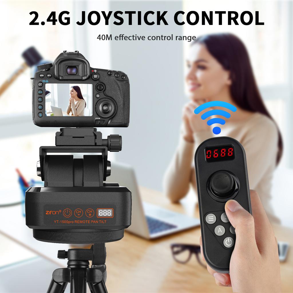 ZIFON YT1500pro Remote Control Pan Tilt Head Motorized Panoramic Head 360 degrees Rotating Panoramic Tripod Head 40M