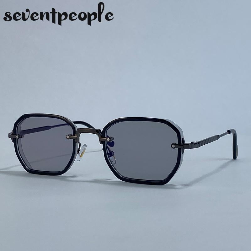 Small Frame Square Punk Sunglasses Women Luxury Brand Vintage Steampunk Metal Polygon Sun Glasses Trendy Driving Shades