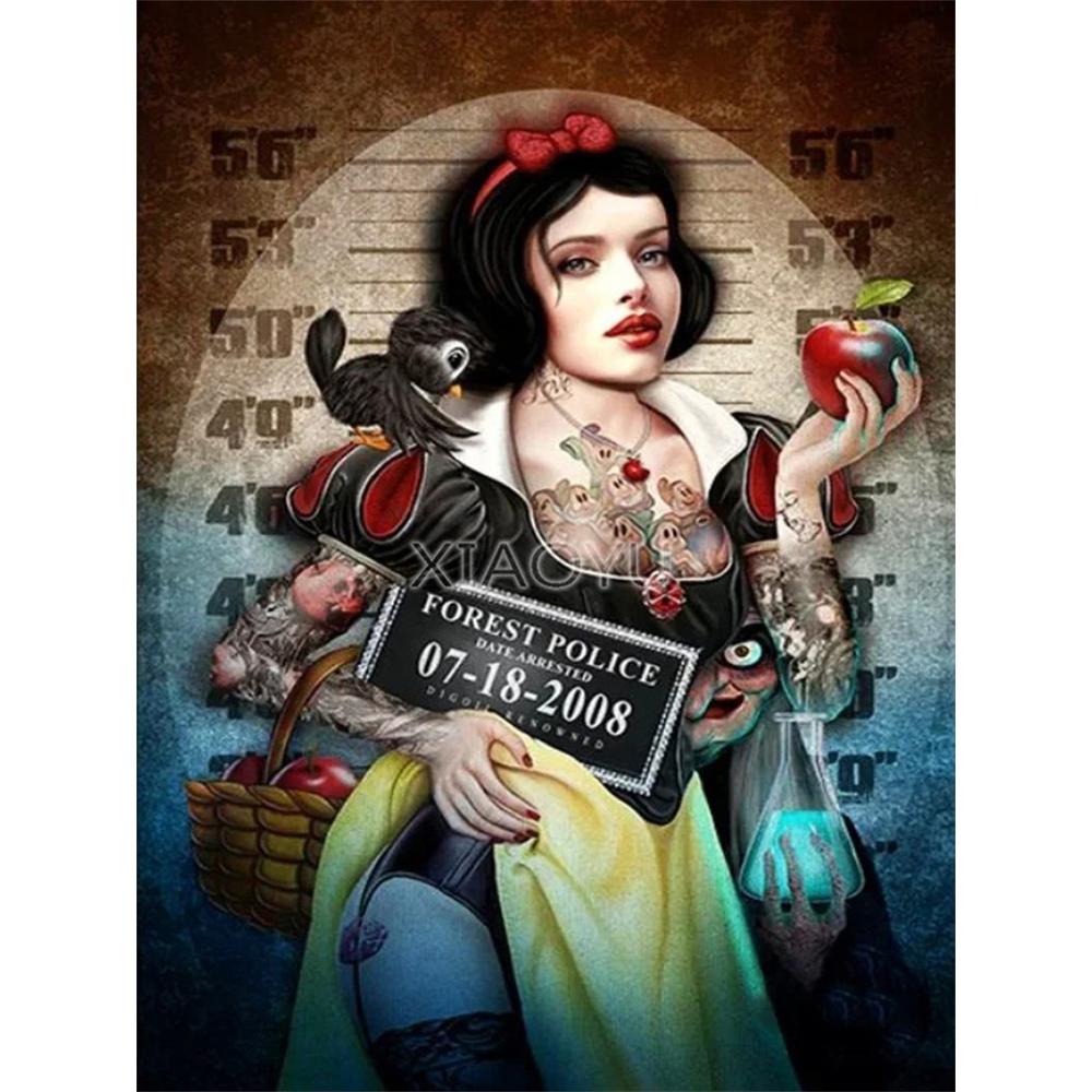 

Disney Diamond Painting Dark themed Snow White Art Painting Cartoon Diamond Painting Full Diamond Cross-stitch DIY Gift Home Decoration Round 20x30cm