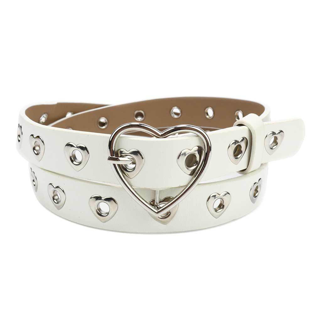 Belt Female Punk Heart-Shaped Air Eye Hollow Decorative Hundred Towers Ladies Belt Belt 106cm слоновая кость