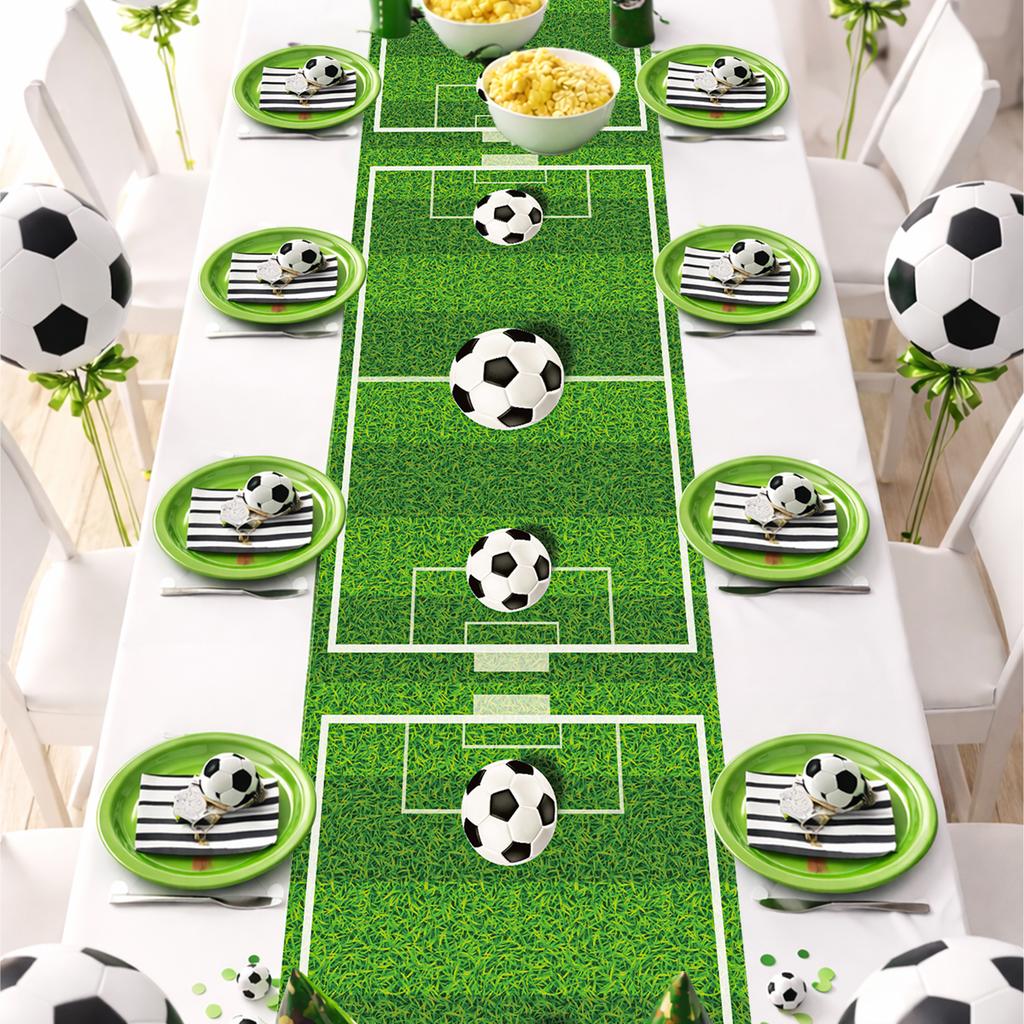 Soccer Themed Table Runner Football Birthday Party Decorations Boys Favors Soccer Grass Table Cover Baby Shower Supplies