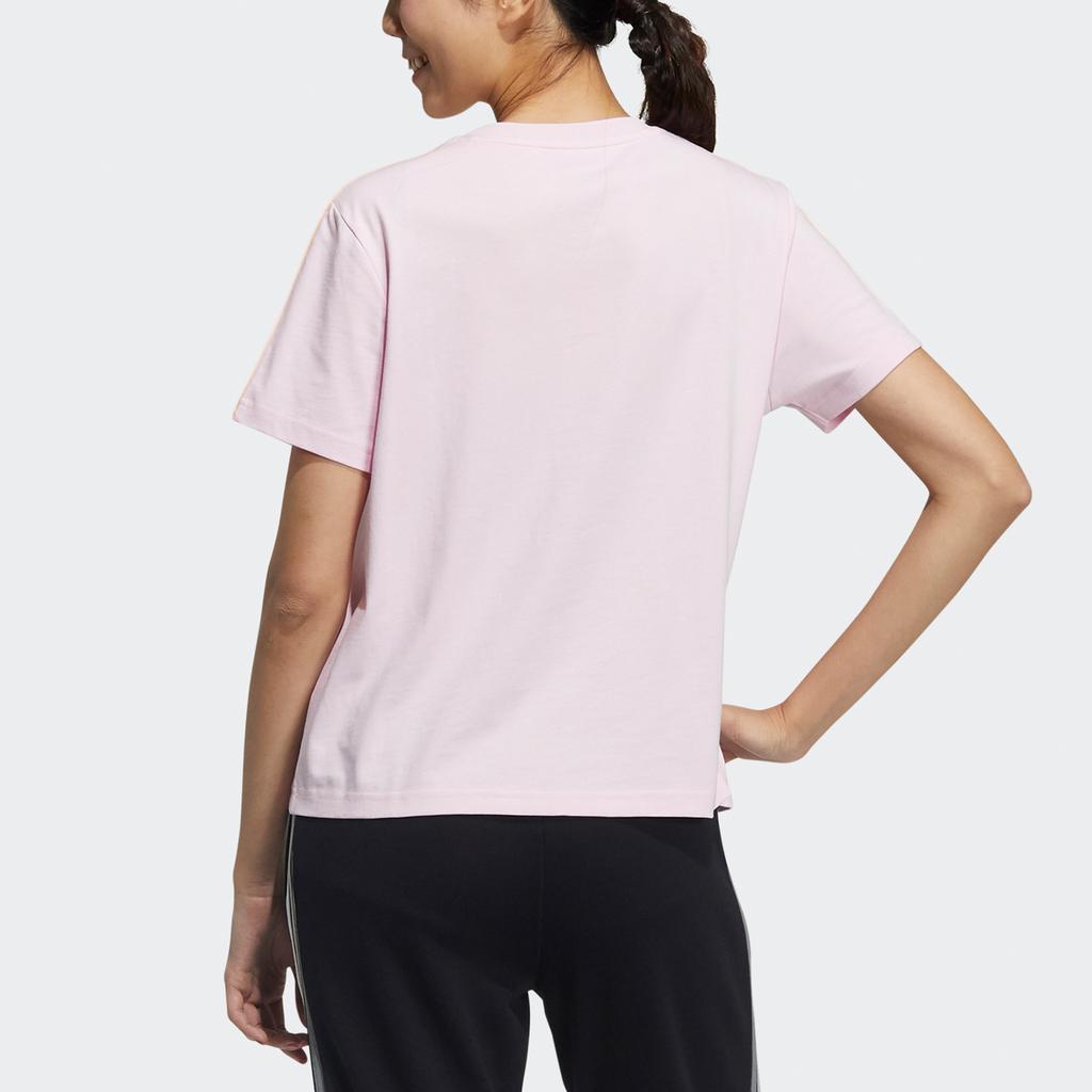 Adidas Neo Striped Sports Loose Round Neck T-Shirt Women Tops Pink GP5530