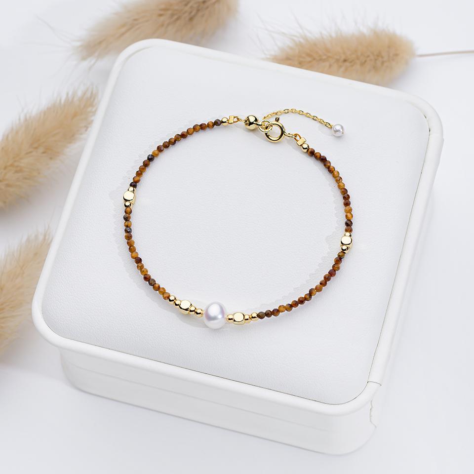 2mm Tourmaline With 7mm Freshwater Pearl Bracelet For Women Natural Stone Bangle Jewelry Amethyst chains 16-19cm