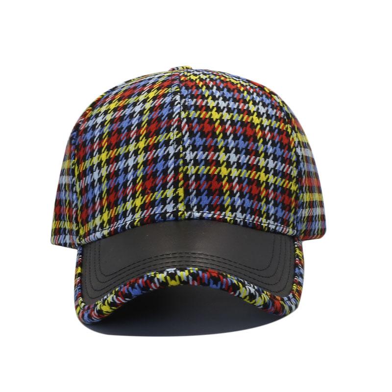 Fashion color thousand bird grid hard top baseball cap women's spring and autumn new personalized splicing cap men's trend