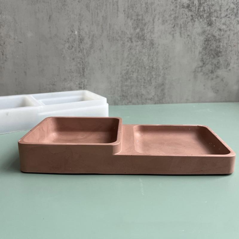 Storage Box Mold Resin Silicone Mold Diy Crystal Glue Double Square Storage Tray Mold for Making Fruit Storage Plate