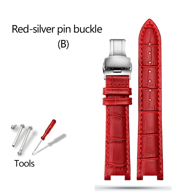 For Bao-ruo Watch Band 88105L/88103L/GG015 Genuine Leather Watchband Notched Bracelet Red Brown Black Fashion Strap Women 18mm