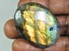 90Cts.NATURAL LABRADORITE CHECKER CUT OVAL LOOSE GEMSTONE CABOCHON 31X43X7MM ET-258