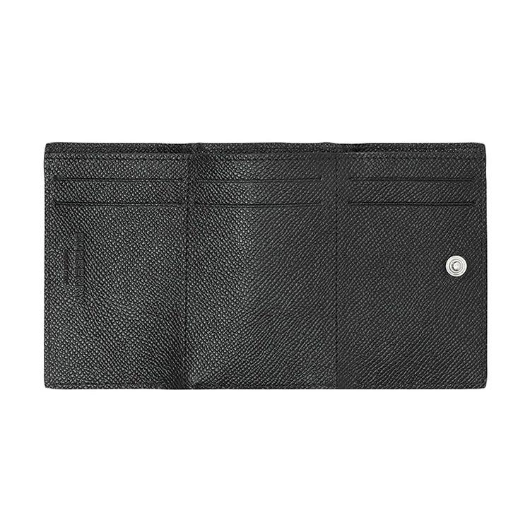 Burberry Grainy Leather Trifold Wallet Black Logo Print Compact Wallet for Men Daily Use Business Travel 80174551