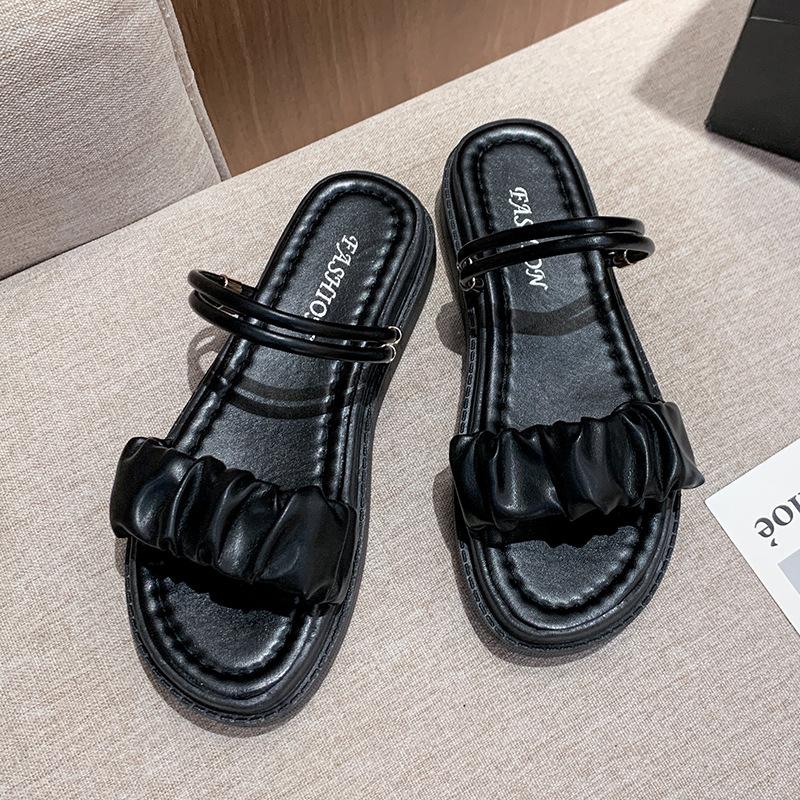 Sandals Female Summer Flat Bottom 2025 New Versatile Internet Celebrity Fairy Style with Skirt Two Wear Roman Thick-soled Cool Slippers