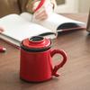 Forbidden City Red Xiangyun Baichuan Cup Ceramic Tea Separation Cup Filter with Lid Tea Cup Gift Water Cup Gift