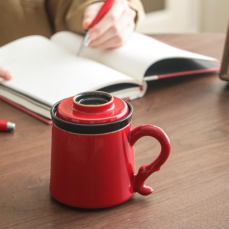 

Запретный город Красный Сянъюнь Чашка Байчуань Керамическая Чашка для разделения чая Фильтр с крышкой Чайная чашка Подарок Чашка для воды Подарок