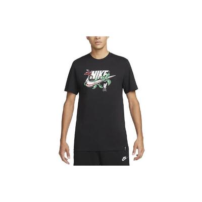Logo-Print Lockeres Kurzarm-T-Shirt Herren Tops Schwarz FD1084-010