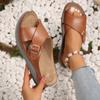 New Flat Casual Slippers Crossover Belt Buckle Solid Beach Shoes Women