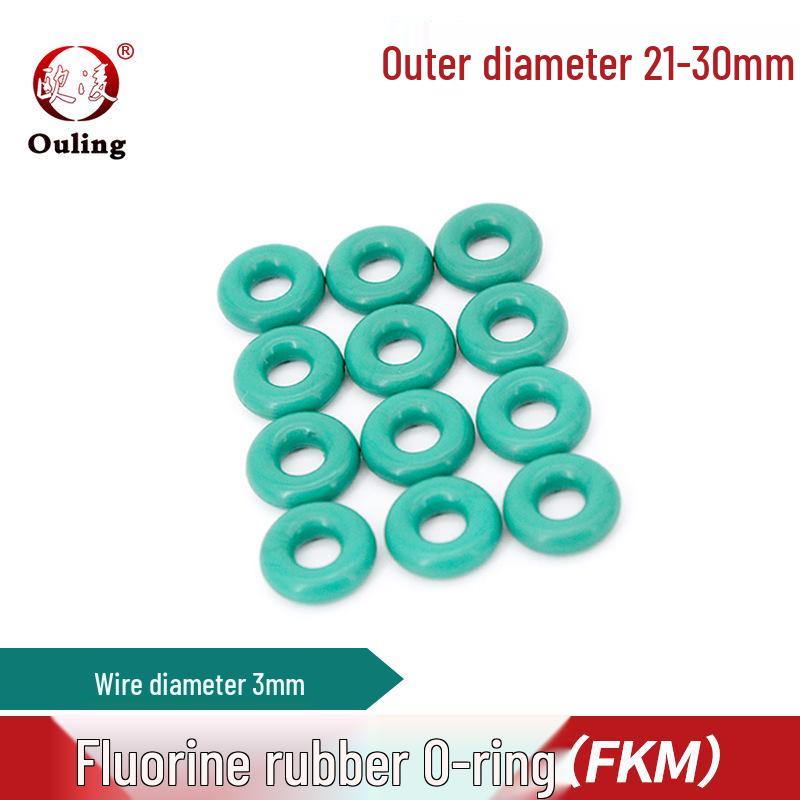 Temperature-Resistant Green Fluororubber O-Ring, OD: 21-30*3mm 21*3.1mm (5 pcs) Green Fluororubber O-ring