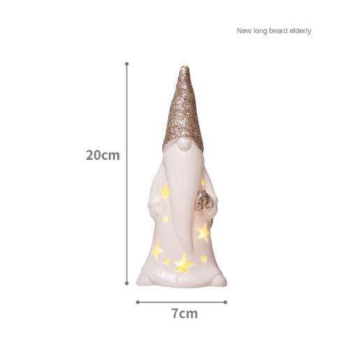 LED Light-up Decor for Christmas, Mini Ceramic Snowman Santa Reindeer Ornament
