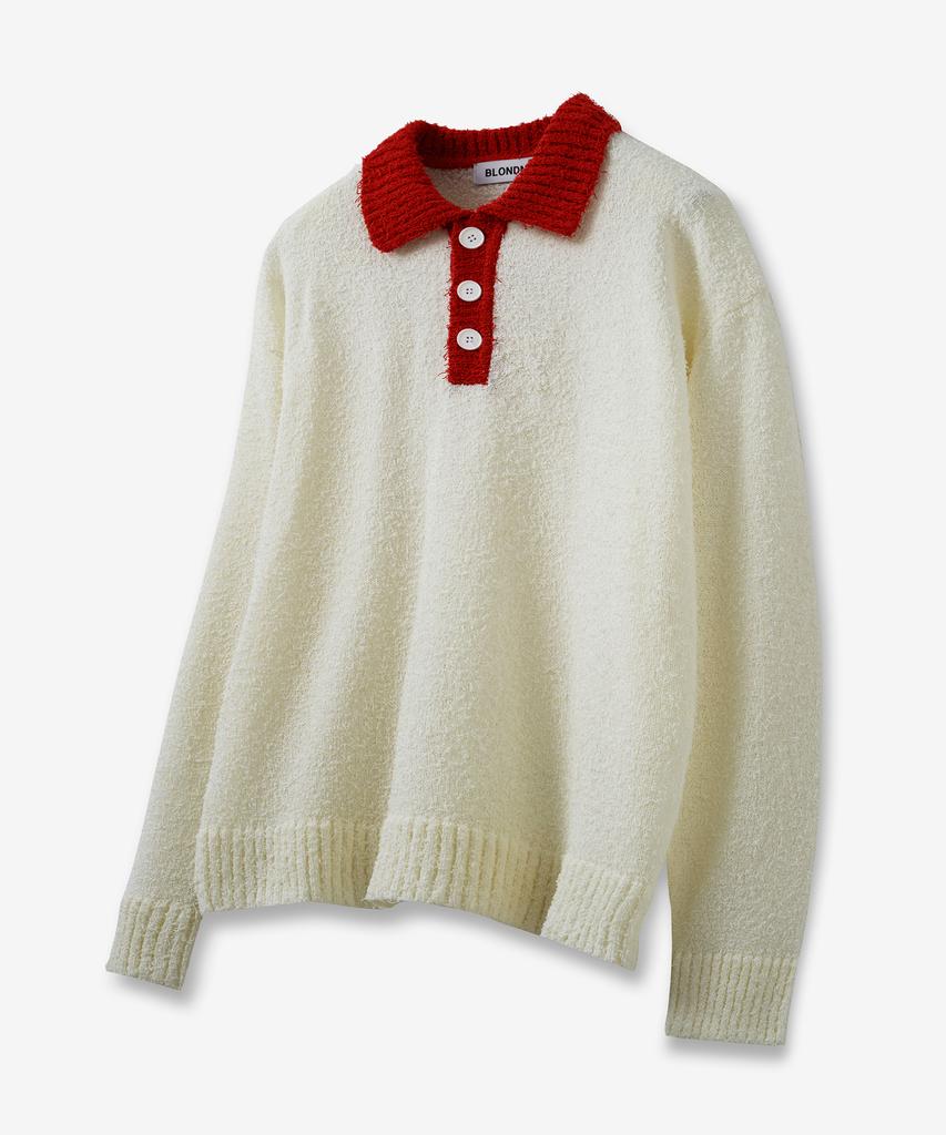 BLOND9 Tail Yarn Coloration Collar Knit_Red